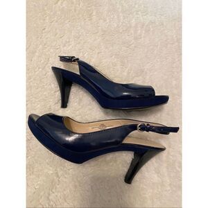 Nine West navy blue peep toe slingback heels size 8.5